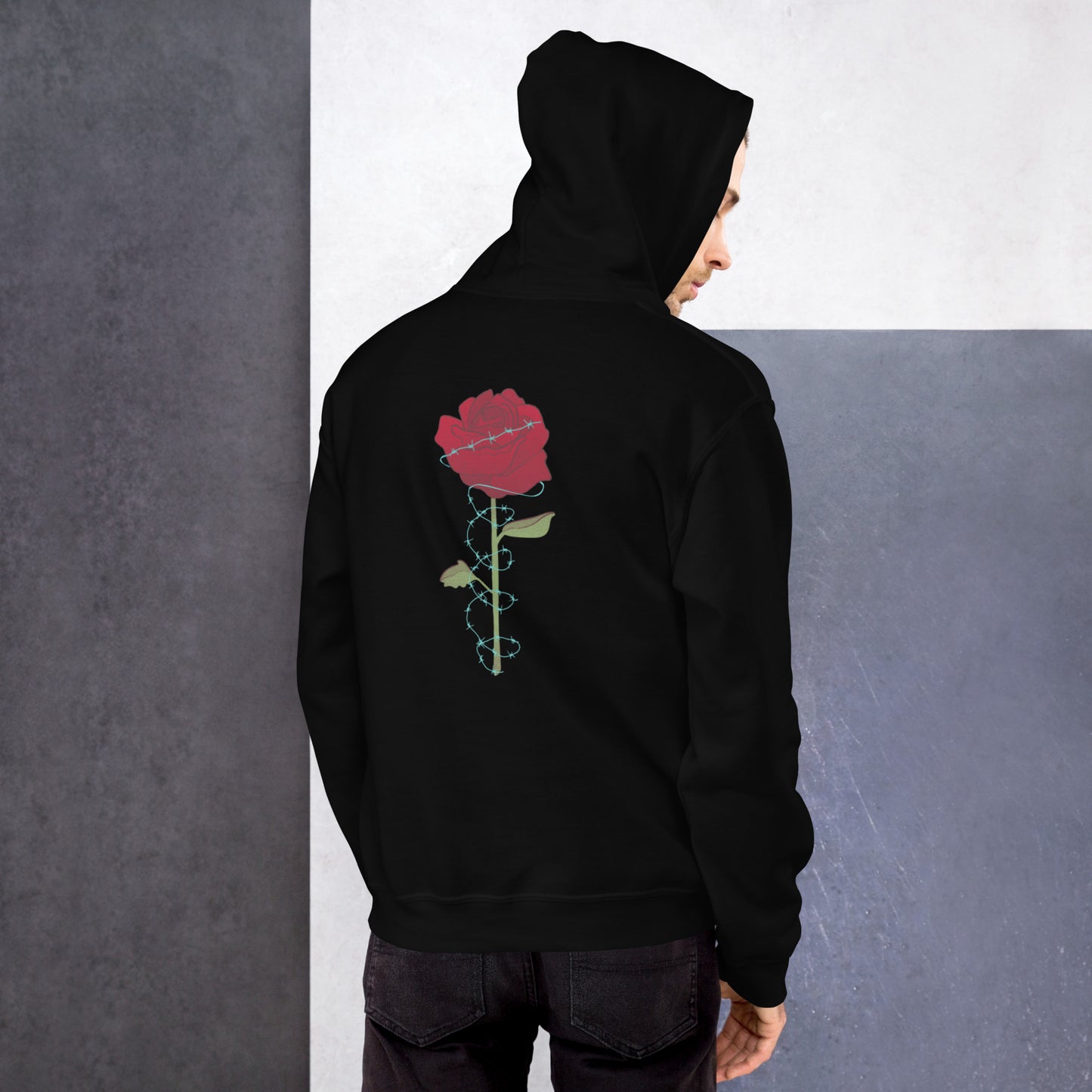 unisex barbed rose hoodie