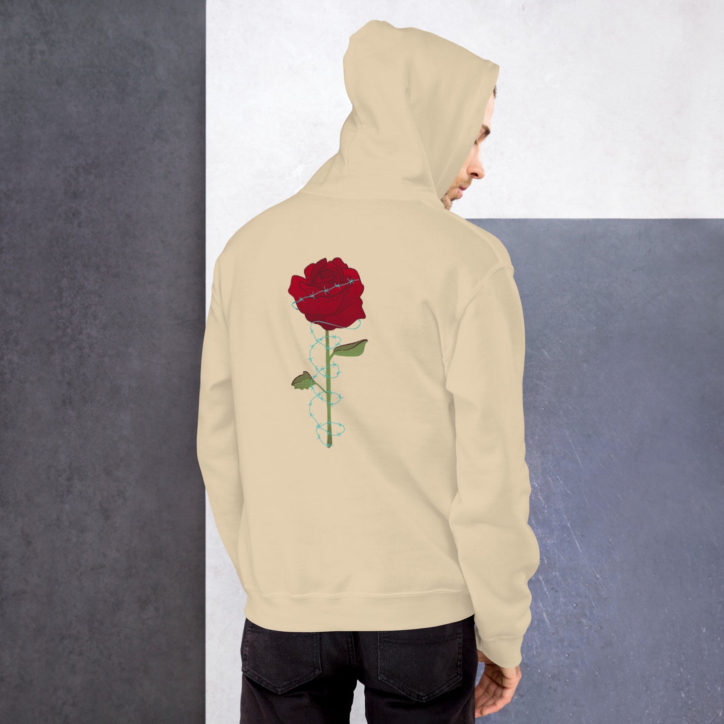 unisex barbed rose hoodie