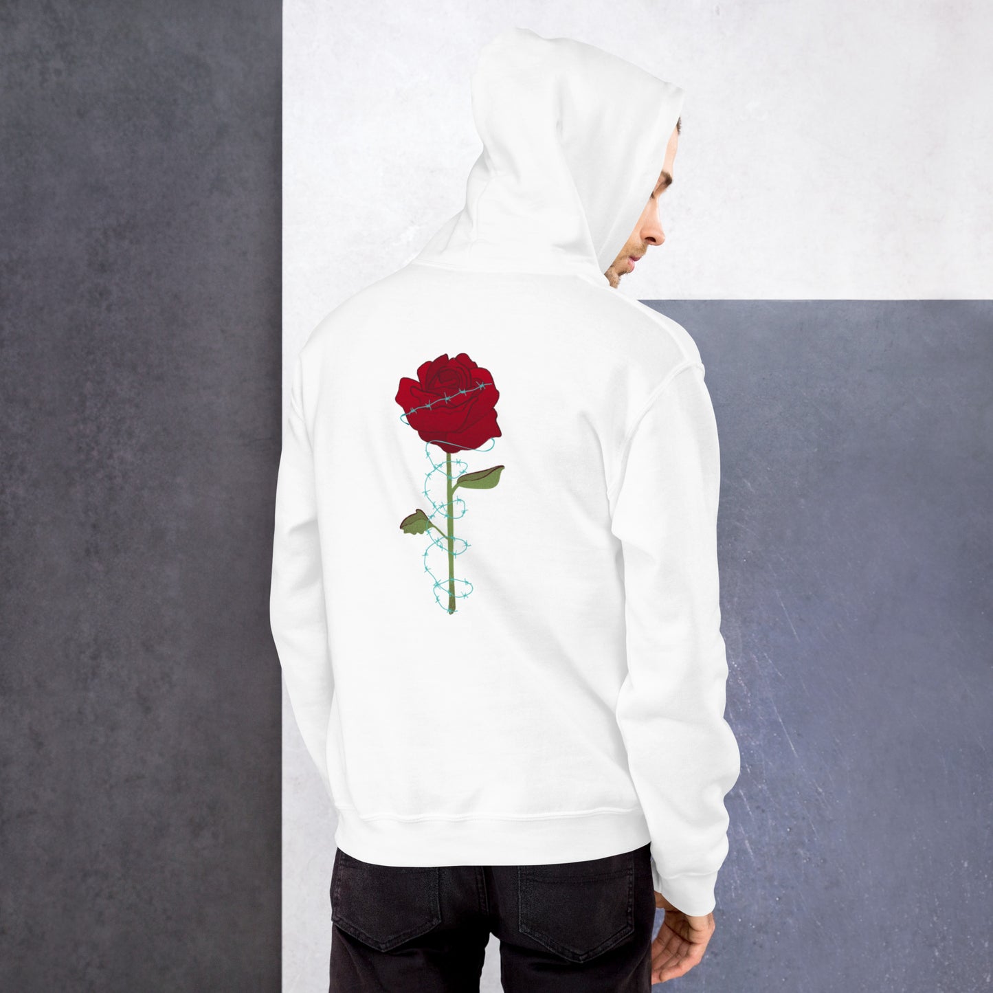 unisex barbed rose hoodie